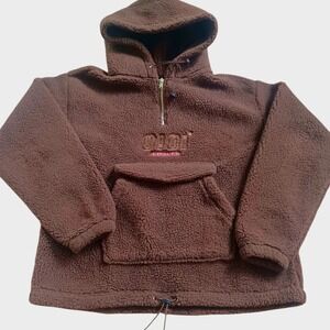 5252 OiOi Sherpa Teddy Oversized Fleece Hoodie Korean Kpop Anorak Brown One Size